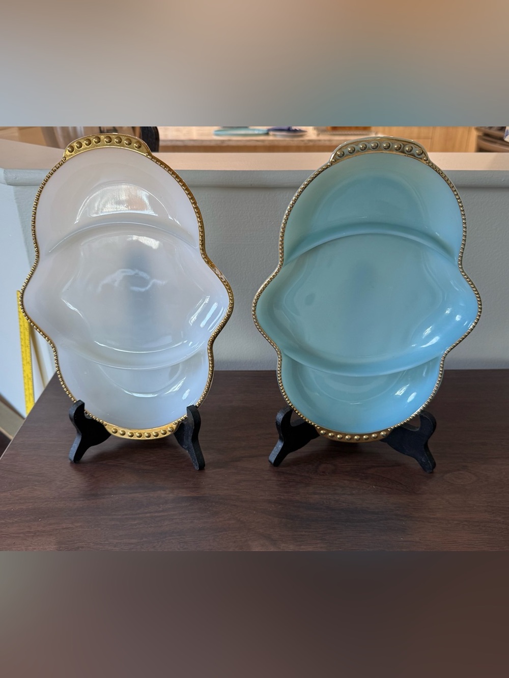 Vintage Fire King Anchor Hocking Divided Serving Platters Set of 2 Gold Rim